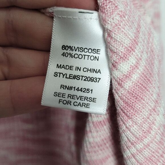 Sincerely Jules pink white stretch cozy preppy casual pullover sweater size L - Picture 5 of 7